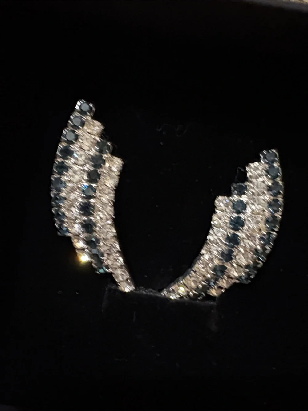 Vintage Silver Cascade Earrings - Rhinestones